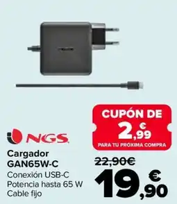 Carrefour NGS cargador gan65w-c oferta