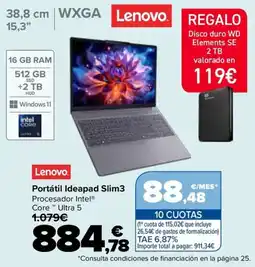 Carrefour Lenovo Portátil Ideapad Slim3 oferta