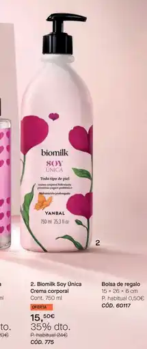 Yanbal Yanbal biomilk soy única crema corporal oferta