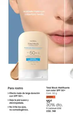 Yanbal Yanbal Total Block matificante con color SPF 50+ oferta
