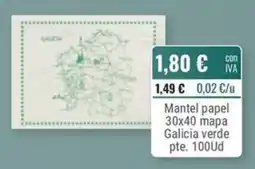 Cuevas Cash Mantel papel mapa Galicia verde oferta
