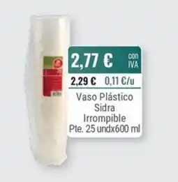 Cuevas Cash Vaso Plástico Sidra Irrompible oferta