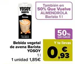 Carrefour YOSOY Bebida vegetal de avena Barista oferta