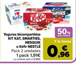 Carrefour KIT KAT, SMARTIES, NESQUIK o Kéfir NESTLÉ Yogures bicompartidos oferta