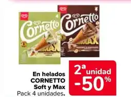 Carrefour CORNETTO En helados Soft y Max oferta