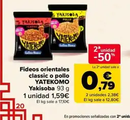 Carrefour YATEKOMO Fideos orientales classic o pollo oferta