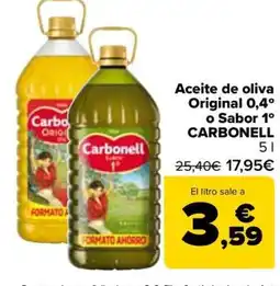 Carrefour CARBONELL Aceite de oliva Original 0,4° o Sabor 1° oferta