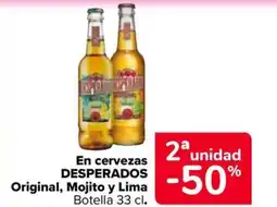 Carrefour Market DESPERADOS En cervezas Original, Mojito y Lima oferta