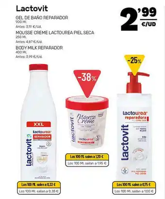 AhorraMas Lactovit Gel De Baño Reparador Mousse Creme Lactourea Piel Seca Body Milk Reparador oferta