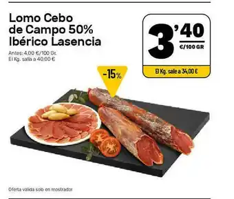 AhorraMas Lomo Cebo De Campo 50% Ibérico Lasencia oferta