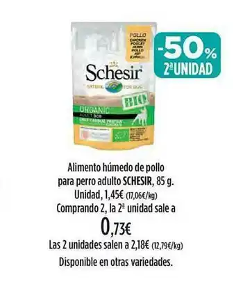 El Corte Inglés -50% 2a Unidad Alimento Húmedo De Pollo Para Perro Adulto Schesir oferta