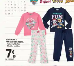 E.Leclerc Sudadera o pantalón de felpa oferta