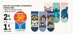 E.Leclerc Lote de 3 calcetines ultracortos o media caña. oferta
