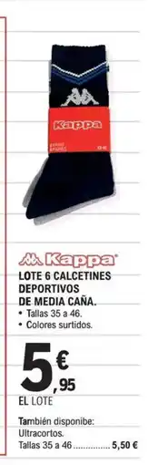 E.Leclerc KAPPA Lote 6 calcetines deportivos de media caña oferta