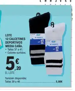 E.Leclerc Lote 12 calcetines deportivos media caña oferta