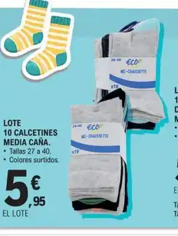 E.Leclerc Lote 10 calcetines media caña oferta