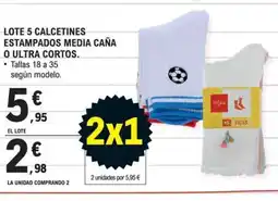 E.Leclerc Lote 5 calcetines estampados media caña o ultra cortos oferta