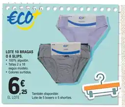 E.Leclerc Lote 10 bragas 08 slips oferta