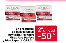 Carrefour Market L'ORÉAL En productos de belleza facial Revitalift, Revitalift Filler, Age Perfect y Men Expert oferta