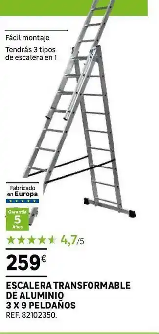 Leroy Merlin Escalera Transformable De Aluminio 3 X 9 Peldanos oferta