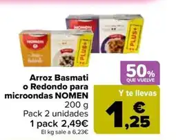 Carrefour NOMEN Arroz Basmati o Redondo para microondas oferta