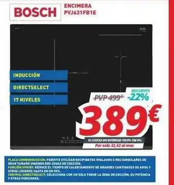 Mi electro Bosch Encimera Pvj631fb1e oferta