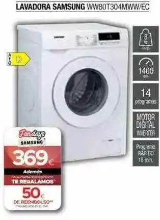 Milar Lavadora Samsung Ww80t304mww Ec oferta