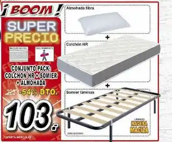 Muebles Boom Conjunto Pack: Colchon Hr + Somier + Almohada oferta