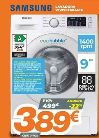 Pascual Martí Samsung Lavadora Ww90ta046te oferta