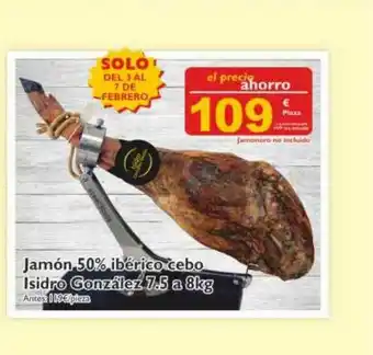 Supermercados La Despensa Jamón 50% Ibérico Cebo Isidro González 7.5 A 8 Kg oferta