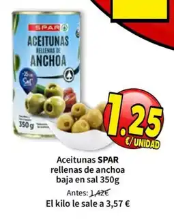 SPAR Spar Aceitunas rellenas de anchoa baja en sal oferta