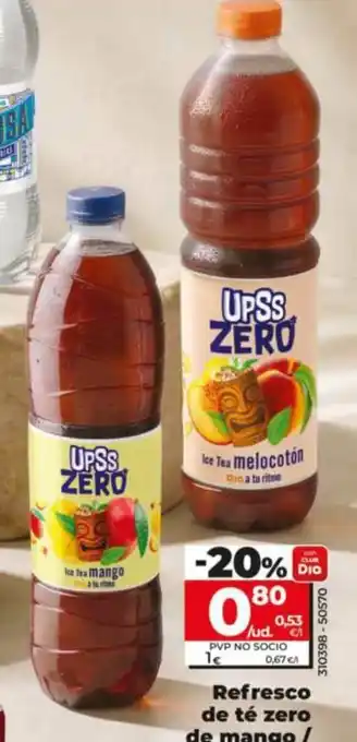 Upss zero refresco de té de mango / al melocotón