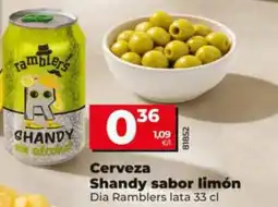 Dia Supermercados Dia ramblers cerveza shandy sabor limón oferta