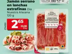 Dia Supermercados Alcena jamón serrano en lonchas extrafinas oferta