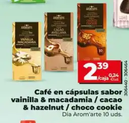 Dia Supermercados Dia Arom'arte café en cápsulas sabor vainilla & macadamia / cacao & hazelnut / choco cookie oferta