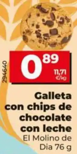 Dia Supermercados El Molino de Dia galleta con chips de chocolate con leche oferta
