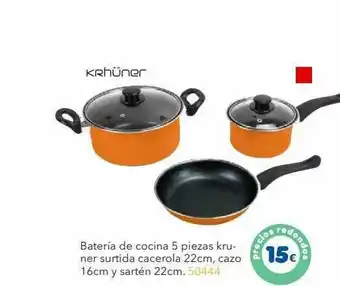 Batería De Cocina 5 Piezas Kruner Surtida Cacerola 22cm Cazo 16cm Y Sartén 22cm