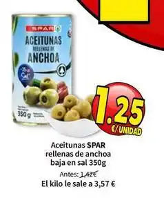 SPAR Spar - aceitunas rellenas de anchoa baja en sal oferta
