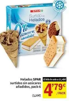 SPAR Spar - helados surtidos sin azucares anadidos oferta