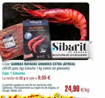 Abordo Gamba Rayadas Grandes Extra Sibarit oferta