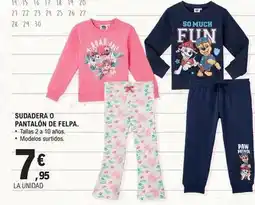 E.Leclerc Sudadera o pantalon de felpa oferta