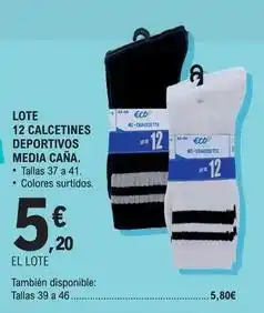 E.Leclerc Lote 12 calcetines deportivos media cana oferta