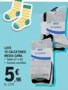 E.Leclerc Eco+ - lote 10 calcetines media cana oferta