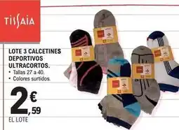 E.Leclerc Tissaia - lote 3 calcetines deportivos ultracortos oferta