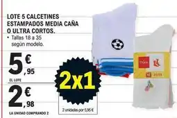 E.Leclerc Tissaia - lote 5 calcetines estampados media caña o ultra cortos oferta