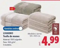 Lidl Livarno - toalla de manos oferta