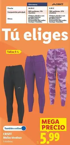 Lidl Crivit - mallas técnicas oferta
