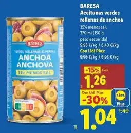 Lidl Baresa - aceitunas verdes rellenas de anchoa oferta