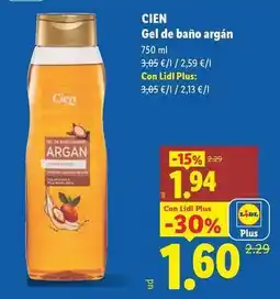 Lidl Cien - gel de bano argán oferta