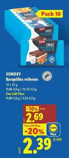 Lidl Sondey - barquillos rellenos oferta